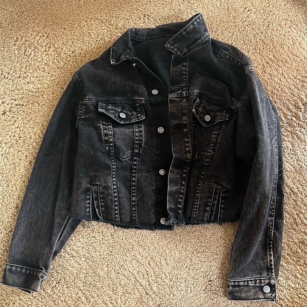 Brandy Melville Black Washed Denim Jean Jacket